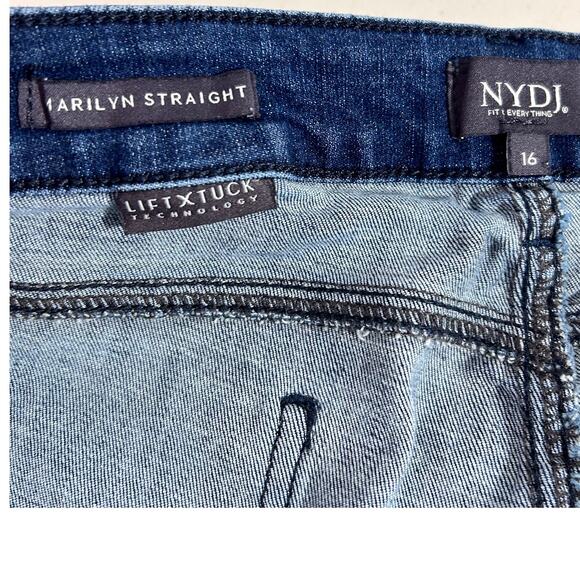 NYDJ Marilyn Province Straight Jean Blue Lift Tuck Technology Medium Wash SZ 16 - Picture 4 of 12